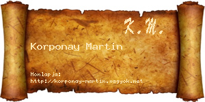 Korponay Martin névjegykártya